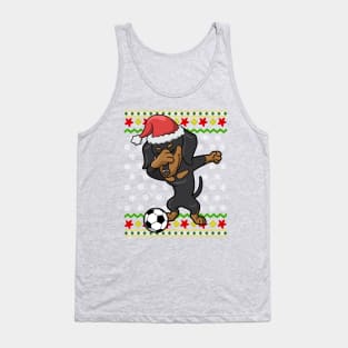 Soccer Dabbing Dachshund Dog Ugly Christmas Sweater Tank Top